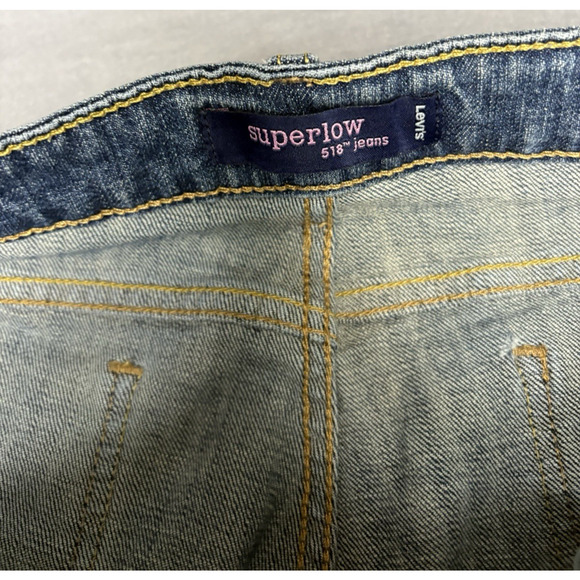 Levi’s Vintage 518 Superlow Jeans Womens Juniors Sz 13 Medium Dark Wash Stretch - Picture 6 of 10